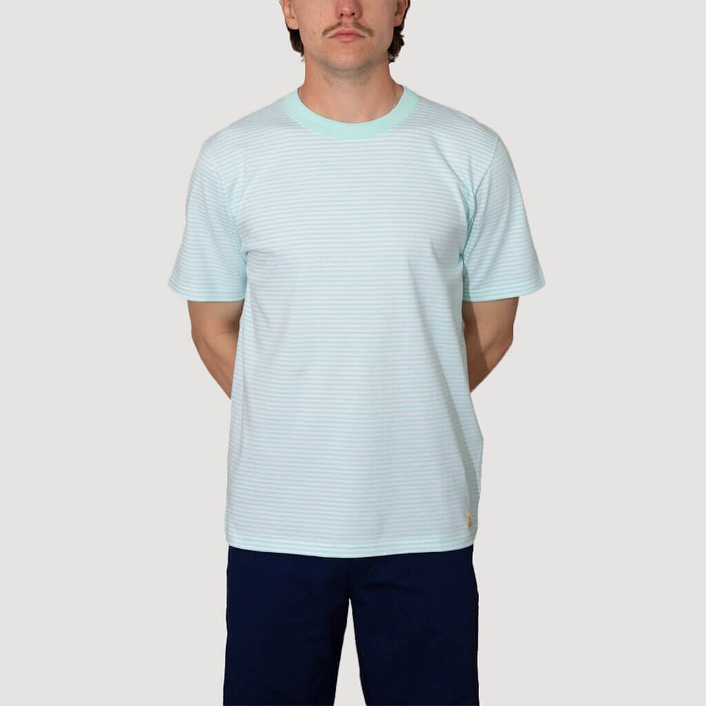 T-Shirt Striped Heritage - Eav Light Green / White| Armor Lux| Peggs & son.