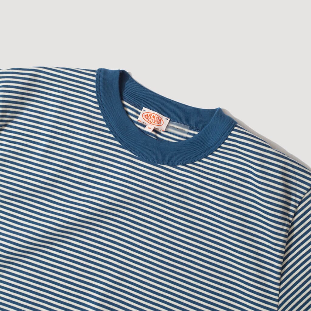 Heritage Striped T-Shirt - Libeccio/Nature | Armor Lux | Peggs & son.