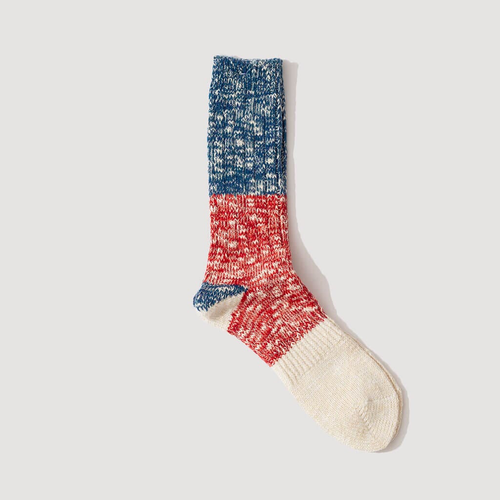 3 Colour Multi Sock - Red/Blue/Ecru (24) | Anonymous Ism | Peggs & son.