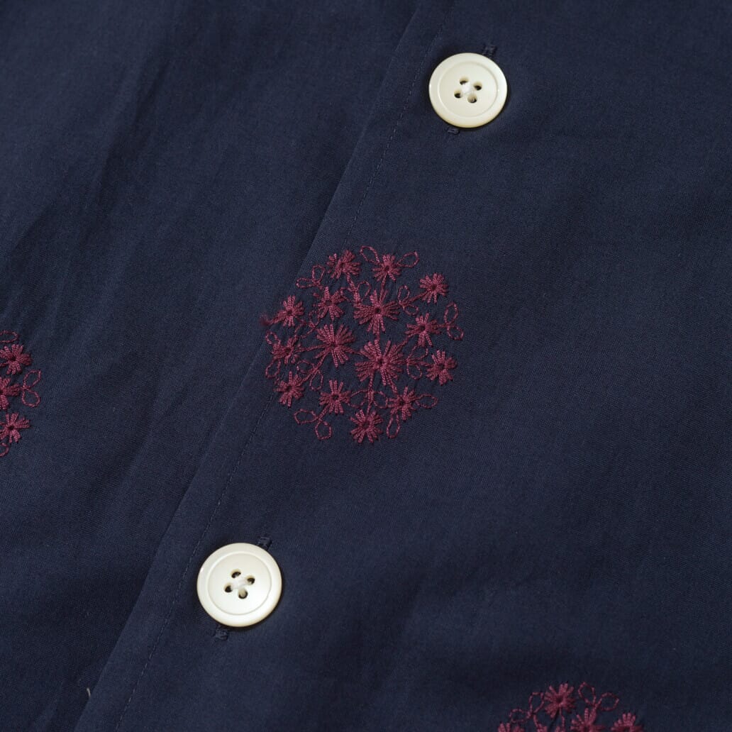 Cabana Shirt Cotton Cloth / Flower Dot Embroidered - Navy | Needles ...