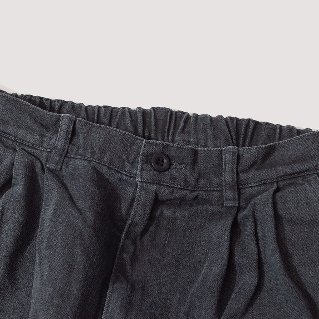 Cotton Twill Easy Pants Katsuragi - Charcoal Black | Danton