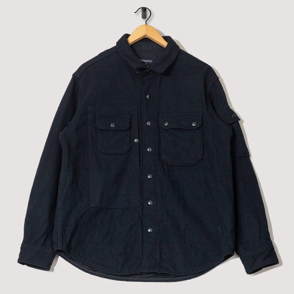 Field Shirt Jacket 20oz Wool Melton - Black | Engineered Garments 