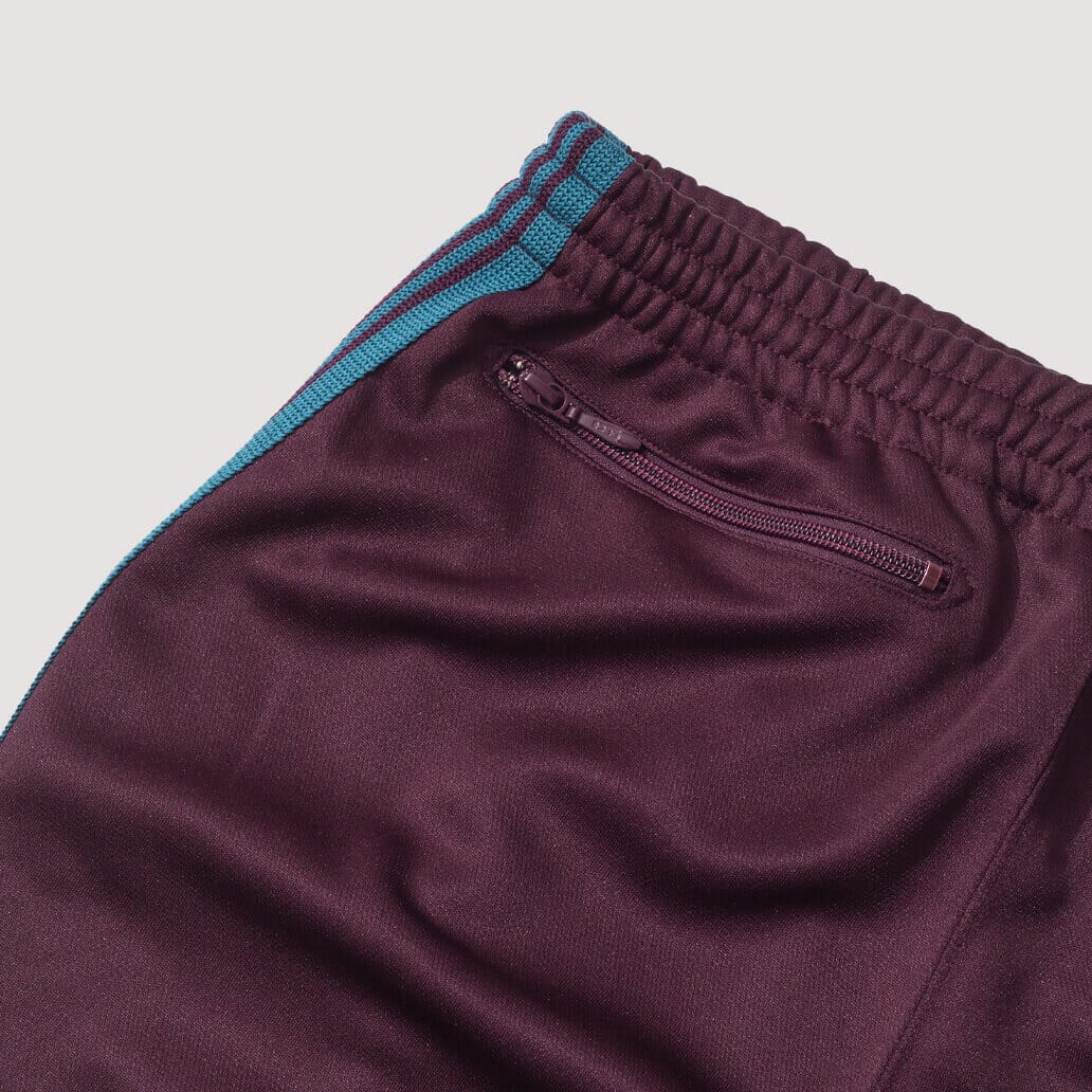 Narrow Track Pant Poly Smooth - Bordeaux| Needles| Peggs & son.