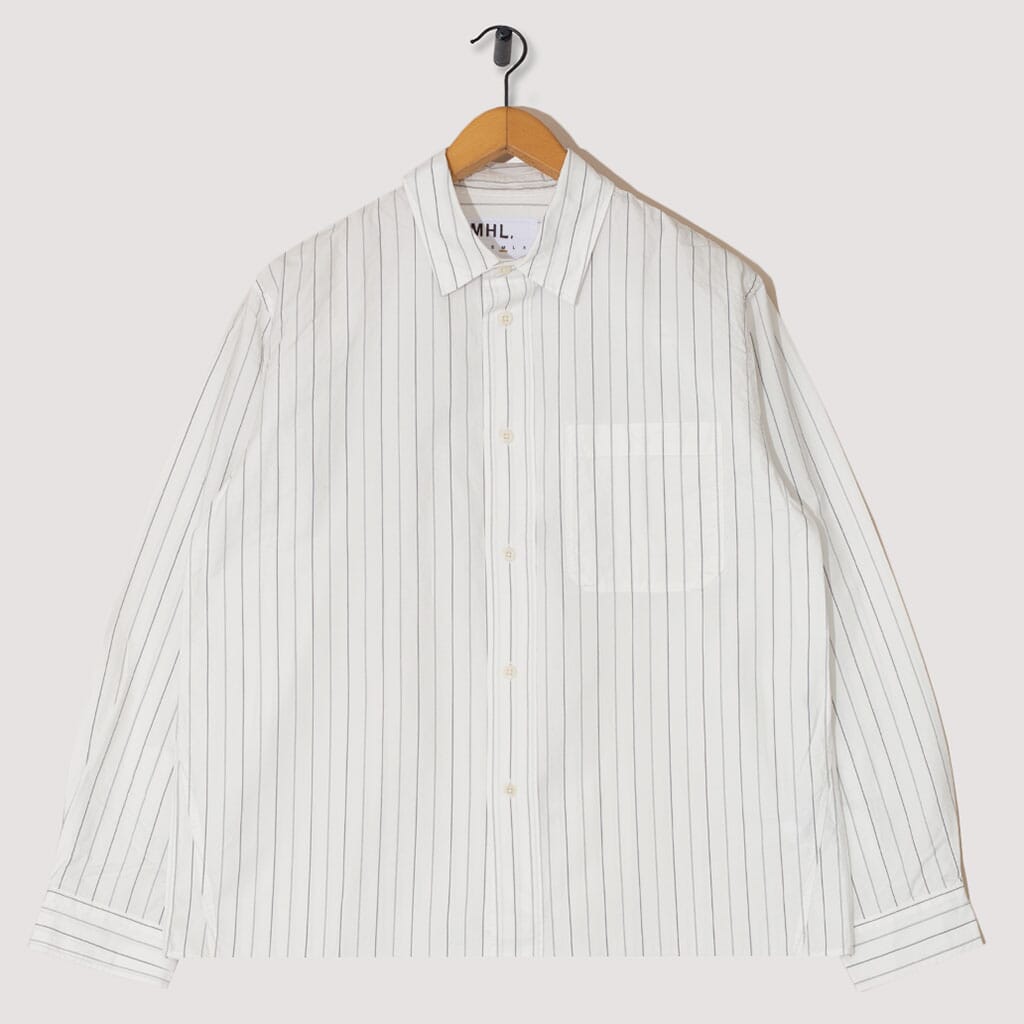 Painters Shirt - Stripe Off White / Indigo| MHL| Peggs & son.