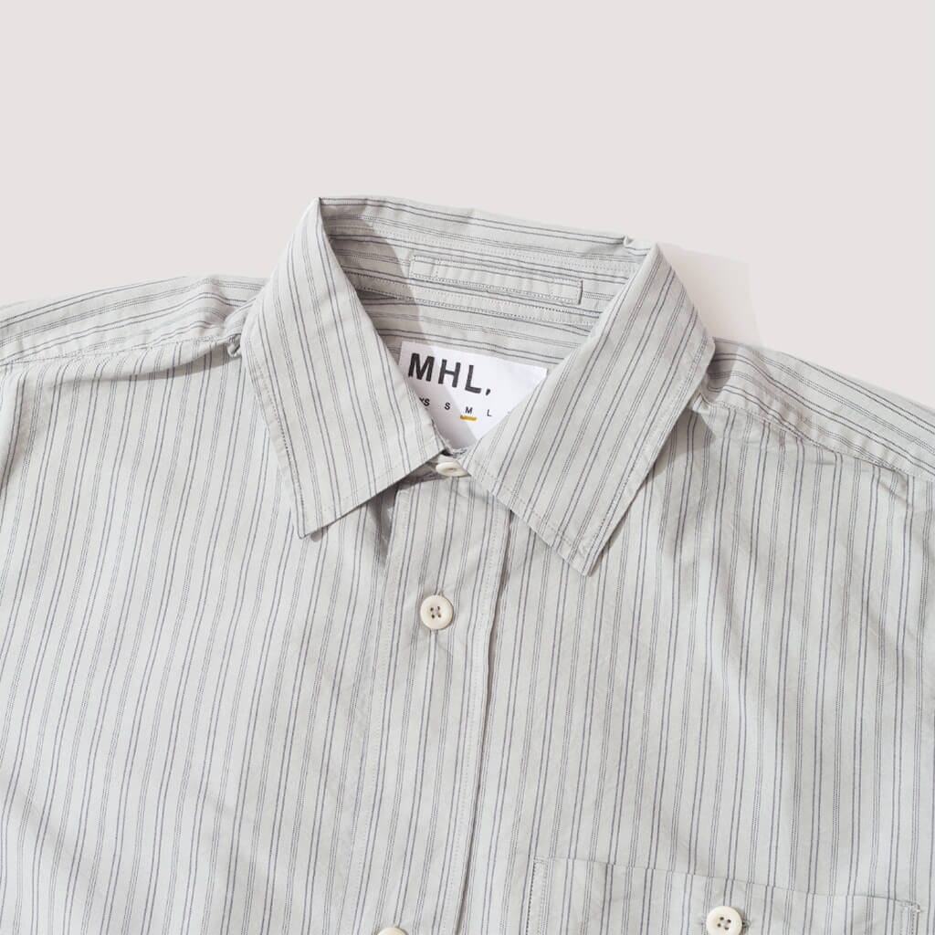 Pyjama Stripe Overall Shirt - Cloud/Ink | MHL by Margaret Howell 